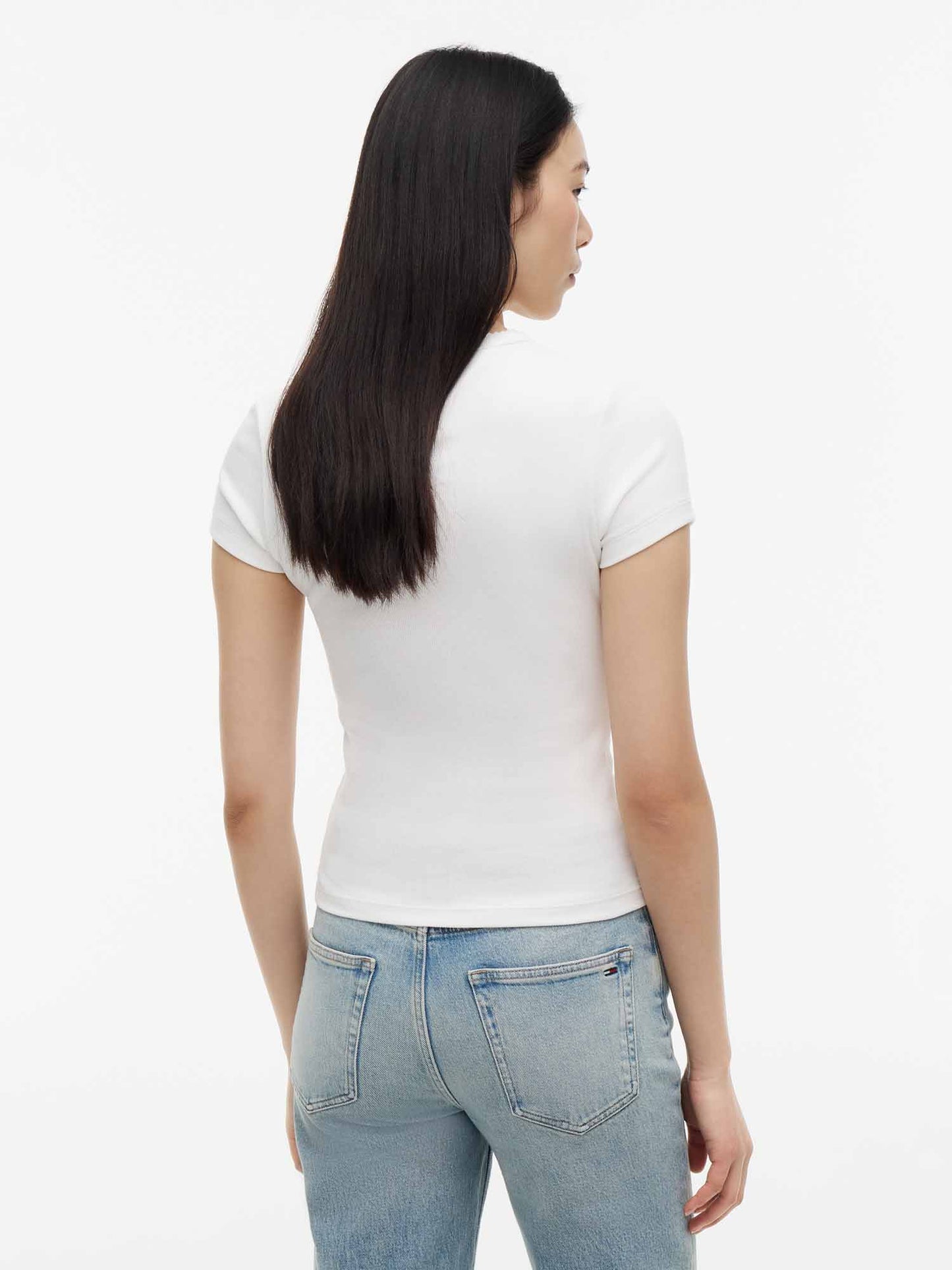 Tommy Hilfiger Tommy Jeans Slim Tee, t-shirt maniche corte da donna bianca