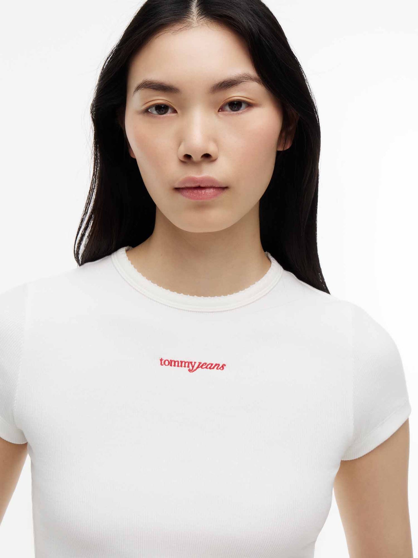 Tommy Hilfiger Tommy Jeans Slim Tee, t-shirt maniche corte da donna bianca