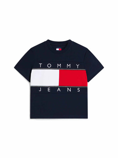 Tommy Hilfiger Tommy Jeans Flag Tee, t-shirt maniche corte da donna blu