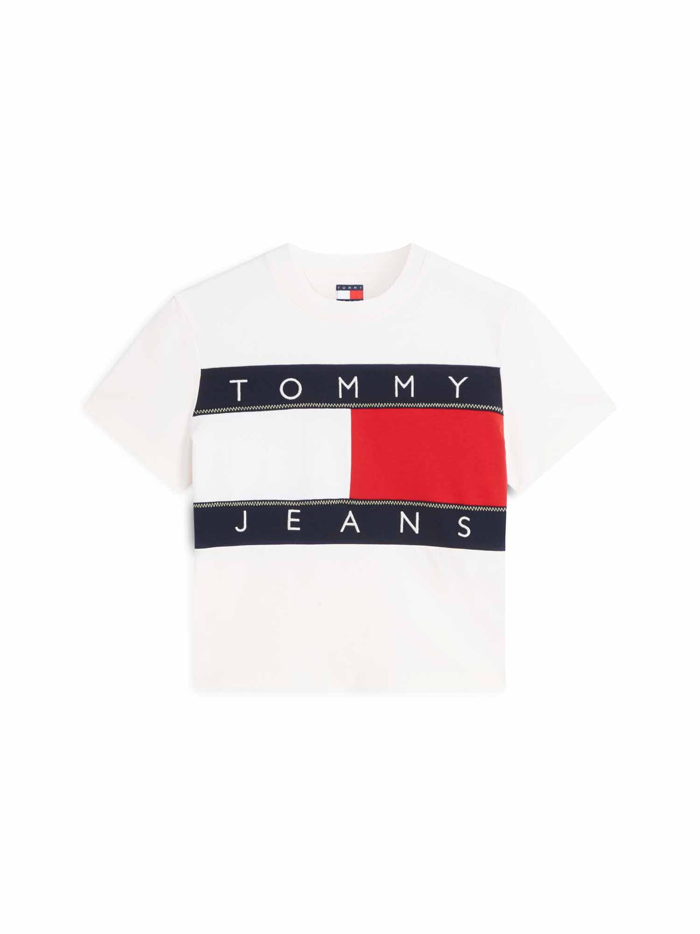Tommy Hilfiger Tommy Jeans Flag Tee, t-shirt da donna bianca