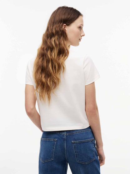 Tommy Hilfiger Tommy Jeans Flag Tee, t-shirt da donna bianca
