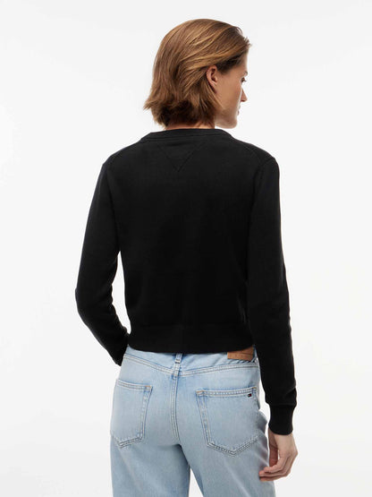 Tommy Hilfiger Jeans Flag, maglia da Donna nera