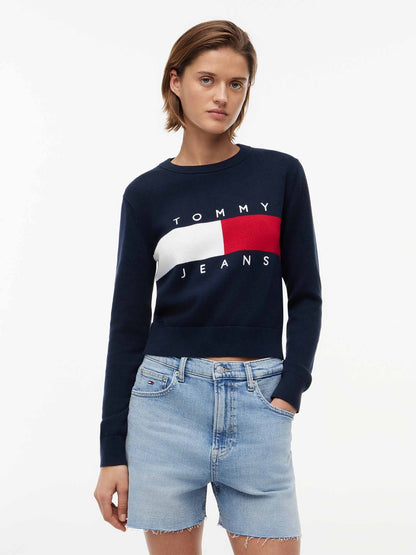 Tommy Hilfiger Tommy Jeans Flag, maglia da donna blu