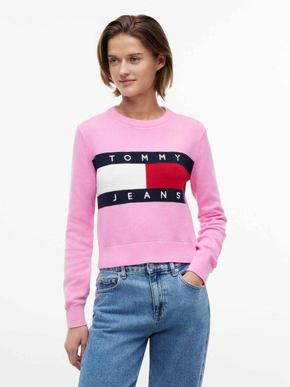 Tommy Hilfiger Tommy Jeans Flag, maglia da donna rosa