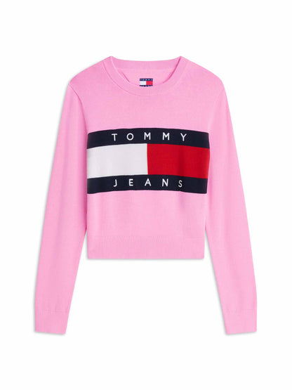Tommy Hilfiger Tommy Jeans Flag, maglia da donna rosa