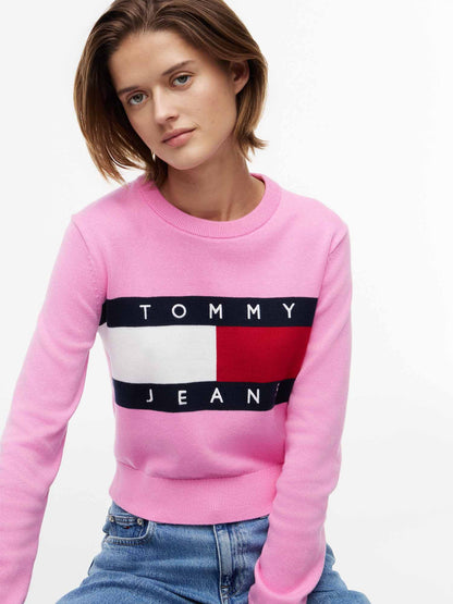 Tommy Hilfiger Tommy Jeans Flag, maglia da donna rosa