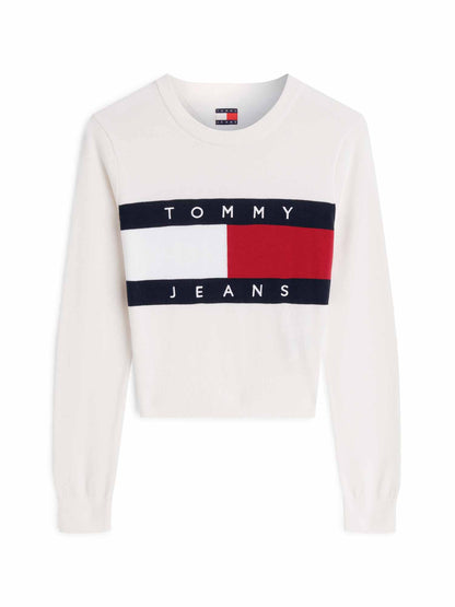 Tommy Hilfiger Tommy Jeans Flag, maglia da donna bianca
