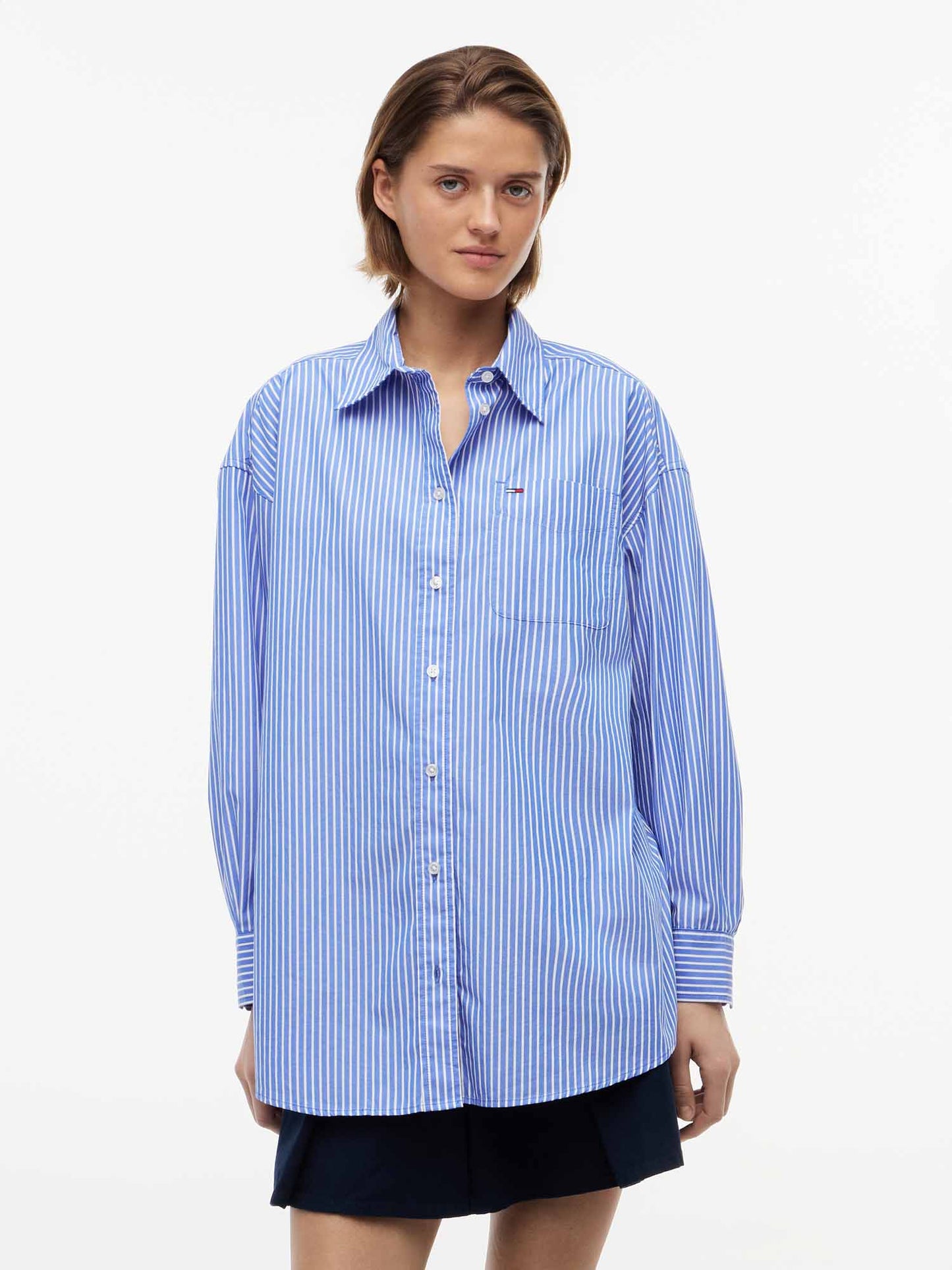 Tommy Hilfiger Tommy Jeans Essentia, camicia da donna azzurra