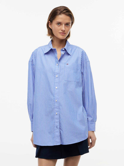 Tommy Hilfiger Tommy Jeans Essentia, camicia da donna azzurra