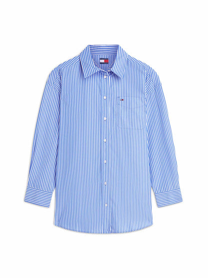 Tommy Hilfiger Tommy Jeans Essentia, camicia da donna azzurra