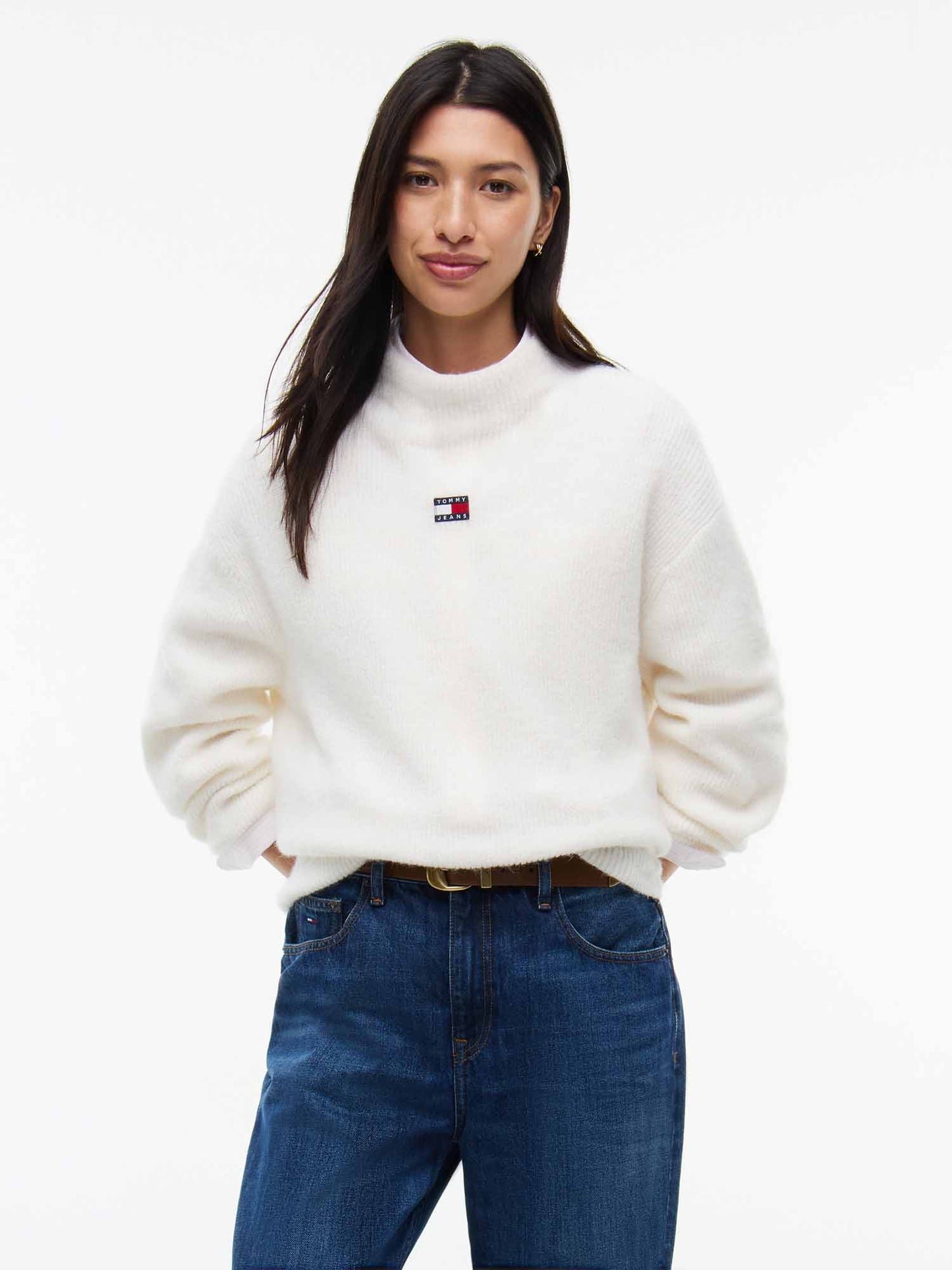 Tommy Hilfiger Tommy Jeans Mockneck, maglia da donna bianca