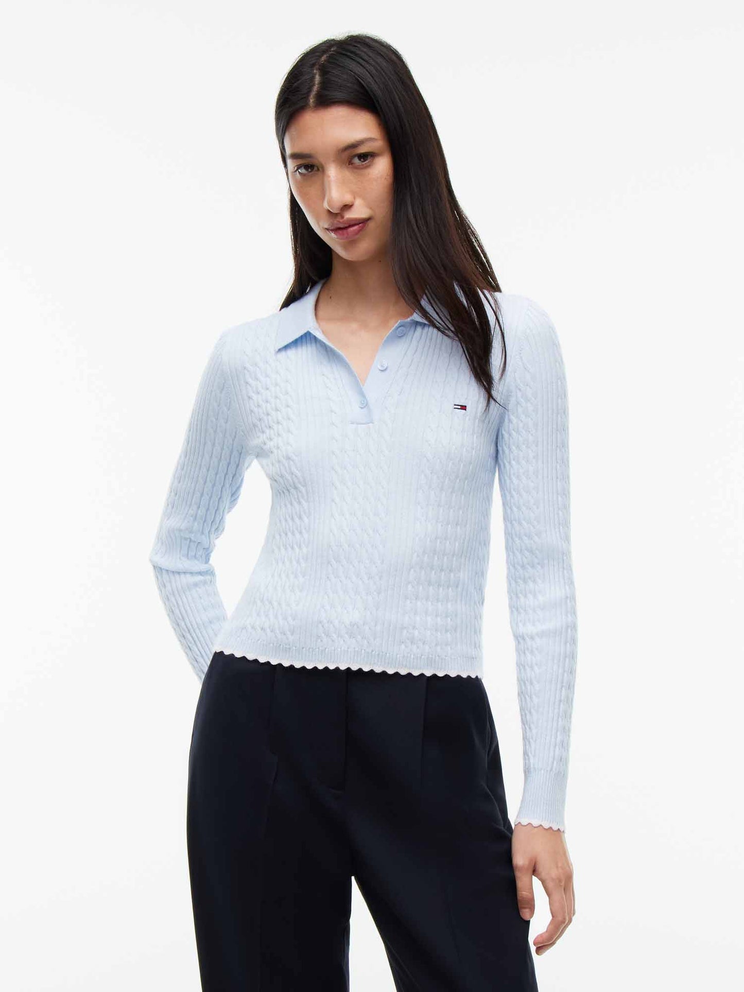 Tommy Jeans Cable Polo, maglia da Donna azzurra