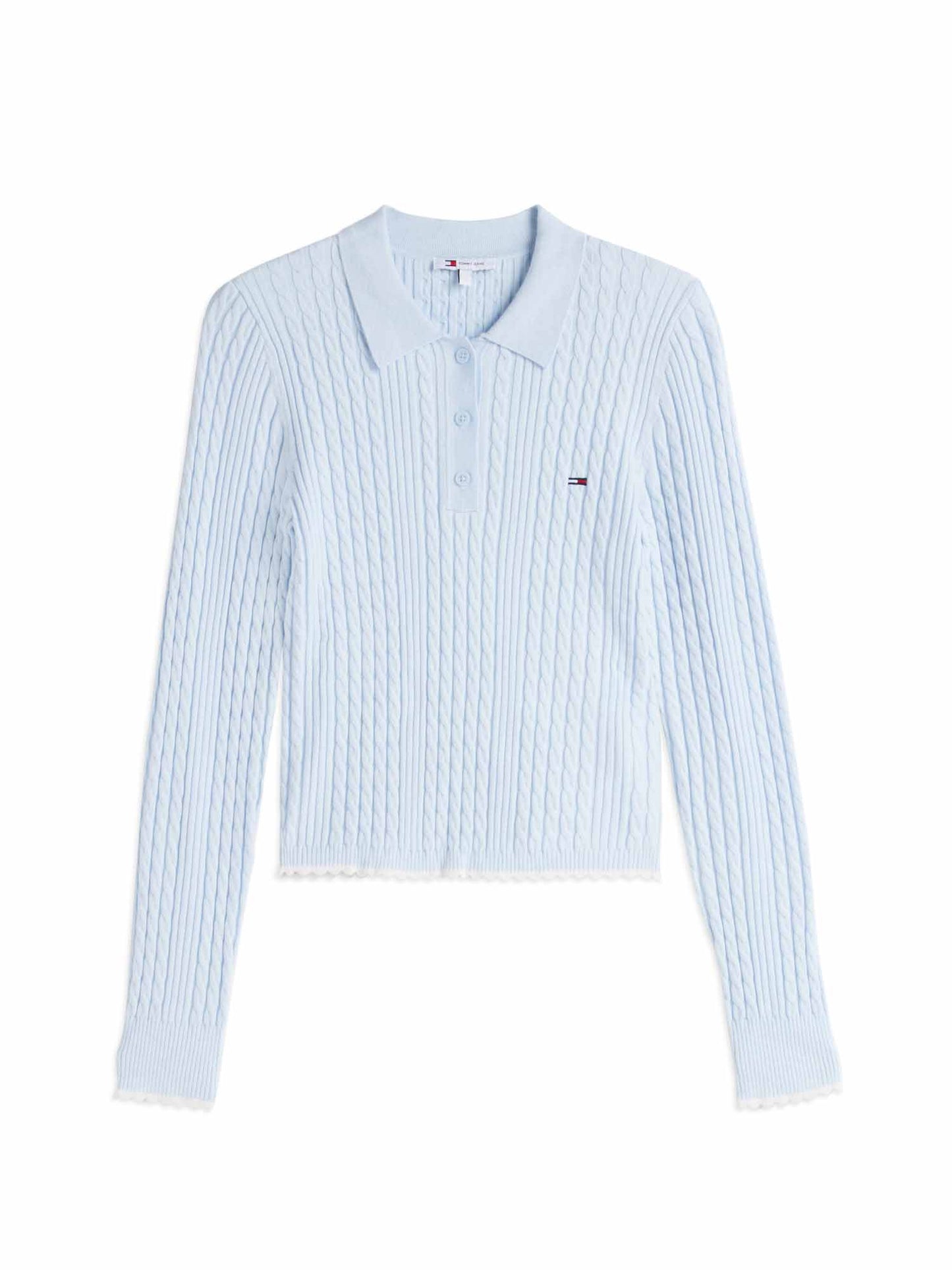 Tommy Jeans Cable Polo, maglia da Donna azzurra