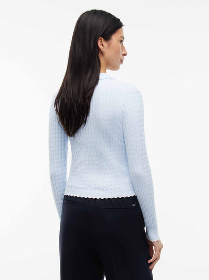 Tommy Jeans Cable Polo, maglia da Donna azzurra