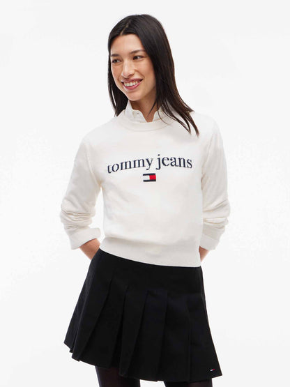 Tommy Hilfiger Logo Slim Raglan Sleeve, maglia da donna bianca