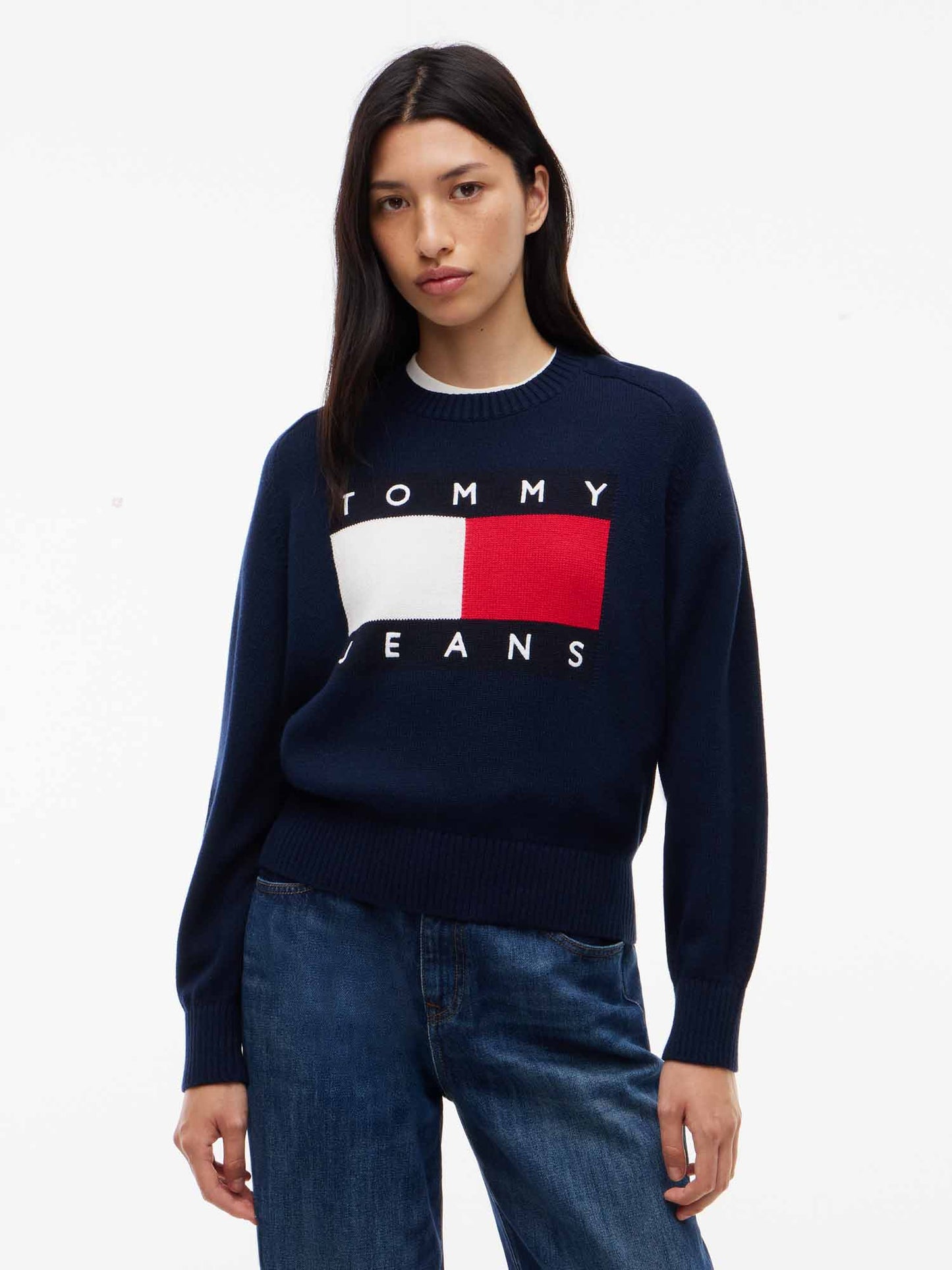 Tommy Hilfiger Tommy Jeans Flag, maglia da donna blu