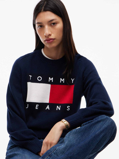 Tommy Hilfiger Tommy Jeans Flag, maglia da donna blu