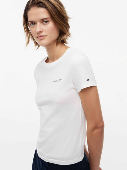 Tommy Hilfiger Tommy Jeans Essential, t-shirt maniche corte da donna bianca