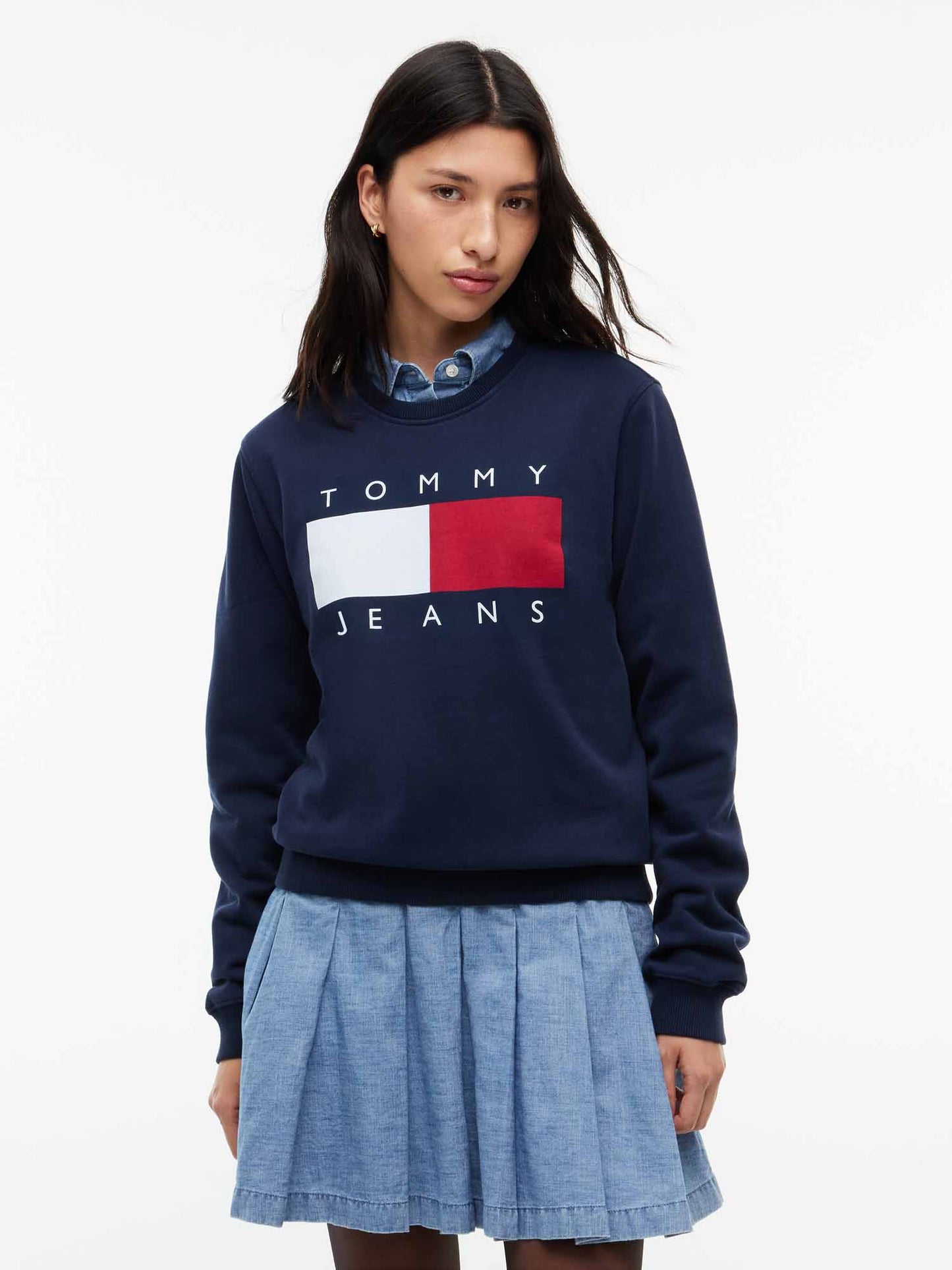 Tommy Hilfiger Reg Flag, felpa da donna blu