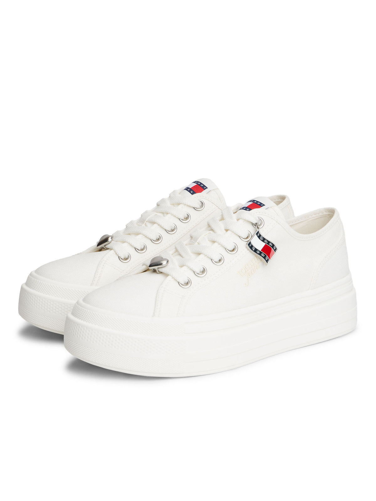 Tommy j. flatform sneakers da donna bianco
