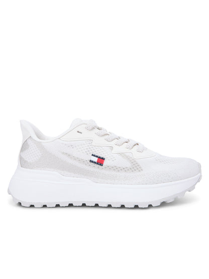 Tommy j. sporty knit sneakers da donna bianco
