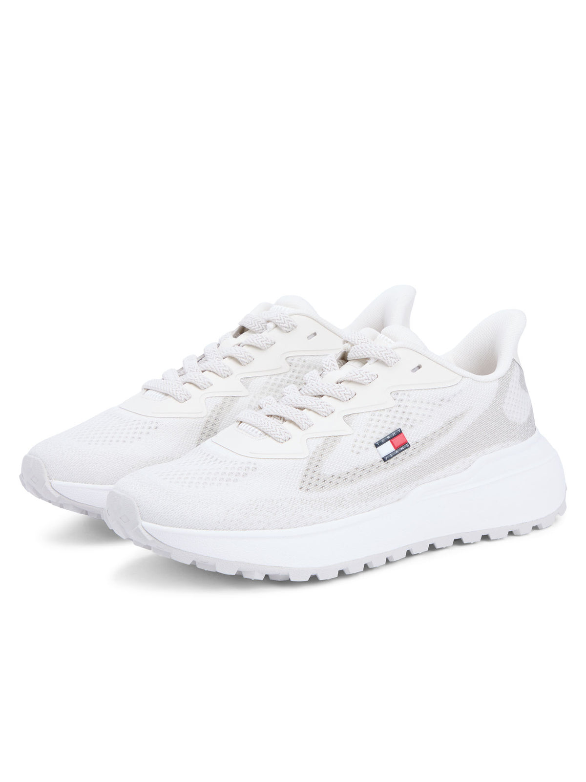 Tommy j. sporty knit sneakers da donna bianco
