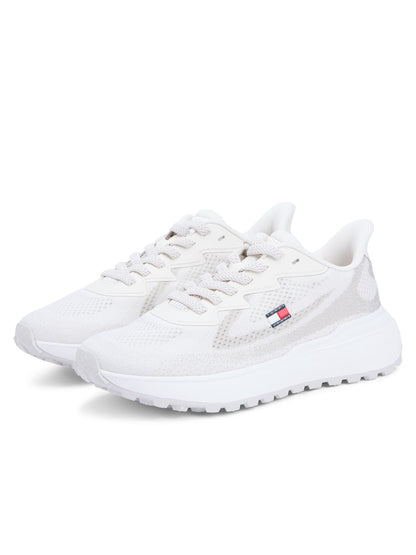 Tommy j. sporty knit sneakers da donna bianco