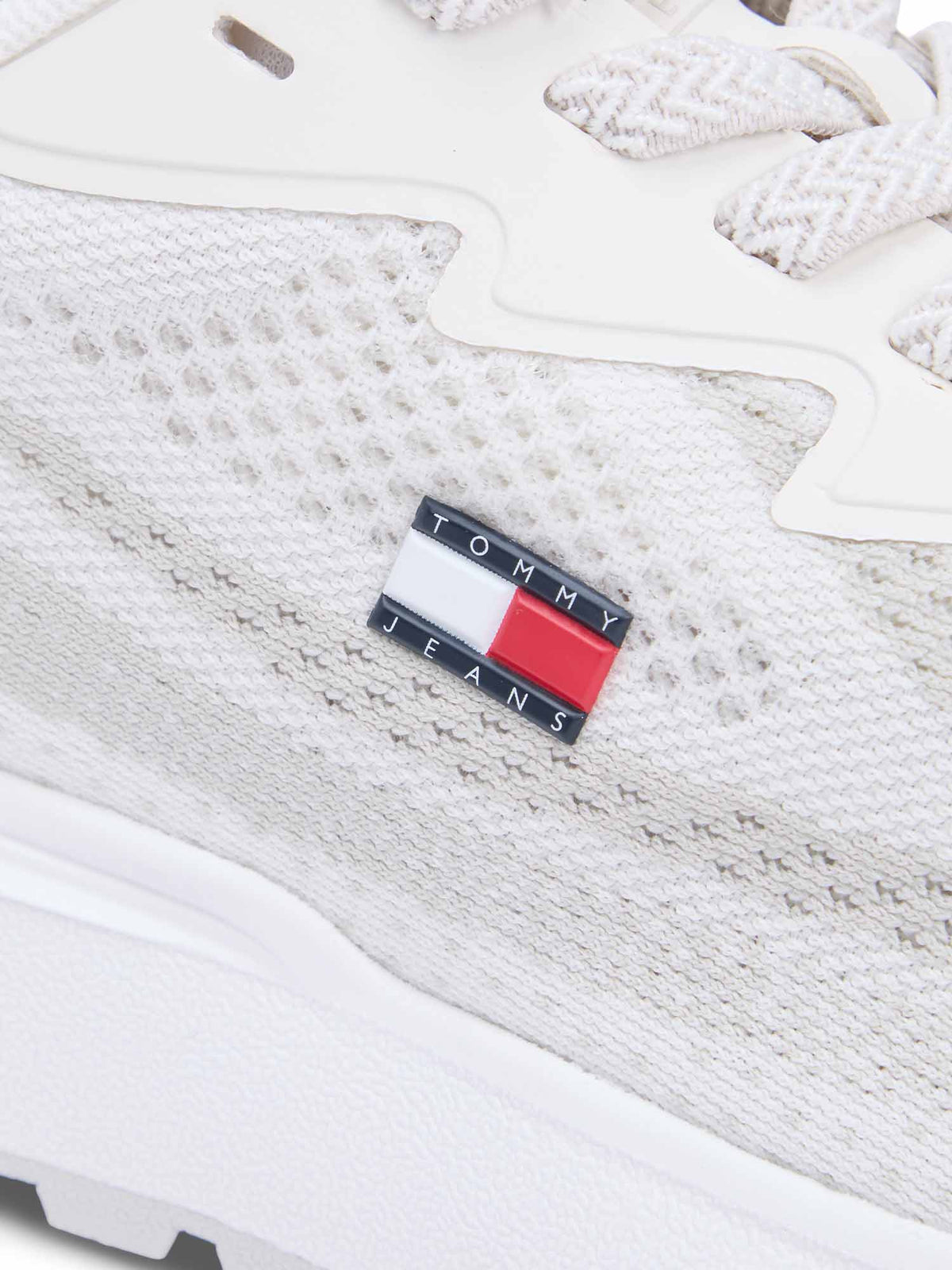Tommy j. sporty knit sneakers da donna bianco