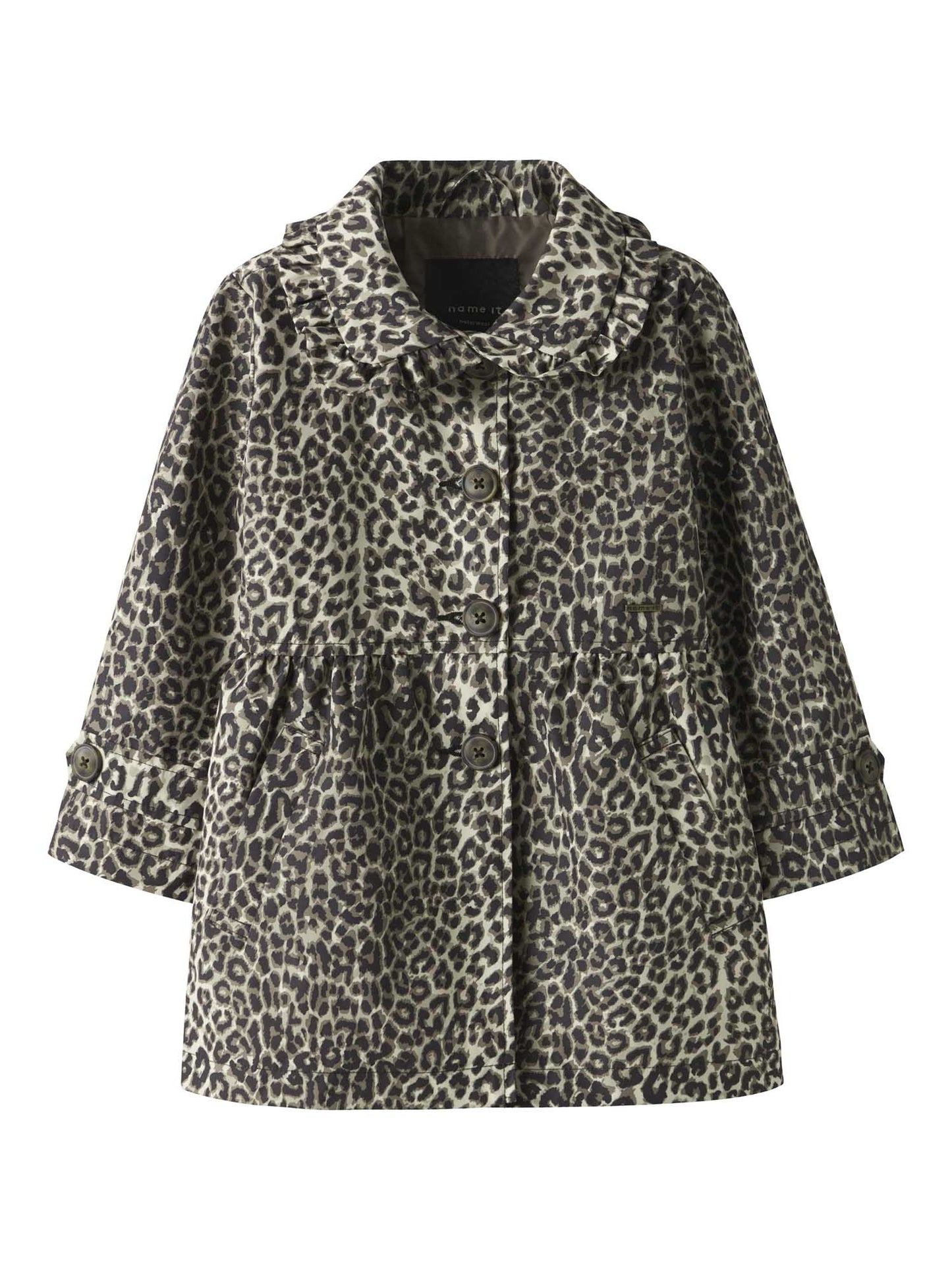 Trench coat Name It Madelin unisex bambino beige con stampa leopardata