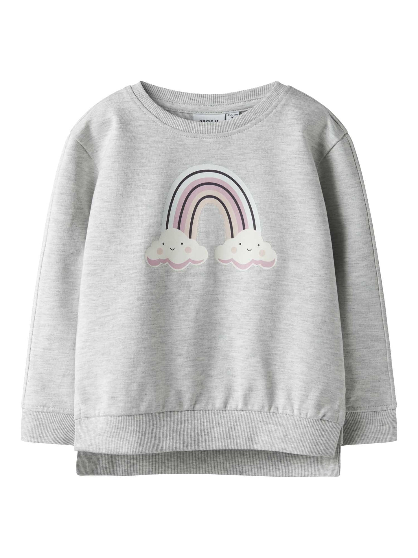 Felpa Name It unisex bambino grigia con stampa arcobaleno e cielo