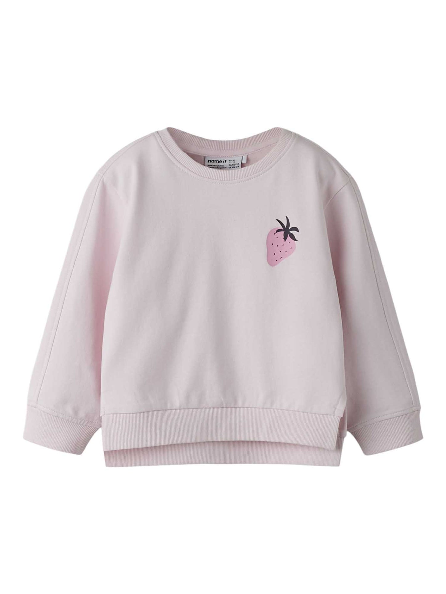 Felpa rosa unisex bambino Name It Bissine con stampa fragola