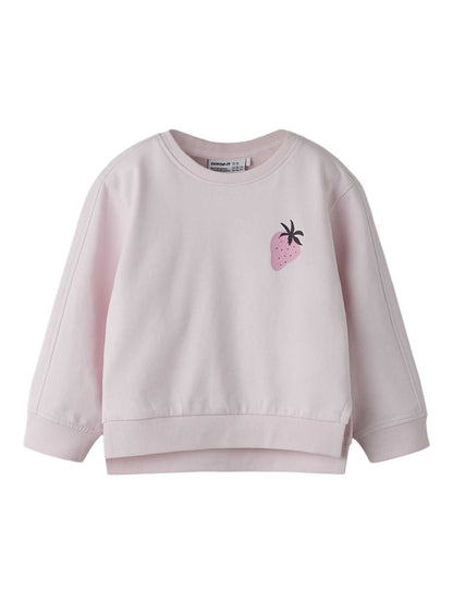 Felpa rosa unisex bambino Name It Bissine con stampa fragola