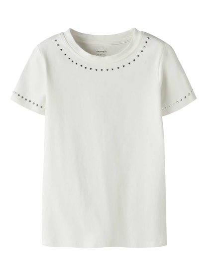 T-shirt unisex bambino in cotone panna di Name It, maniche corte