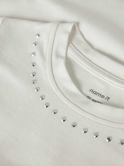 T-shirt unisex bambino in cotone panna di Name It, maniche corte