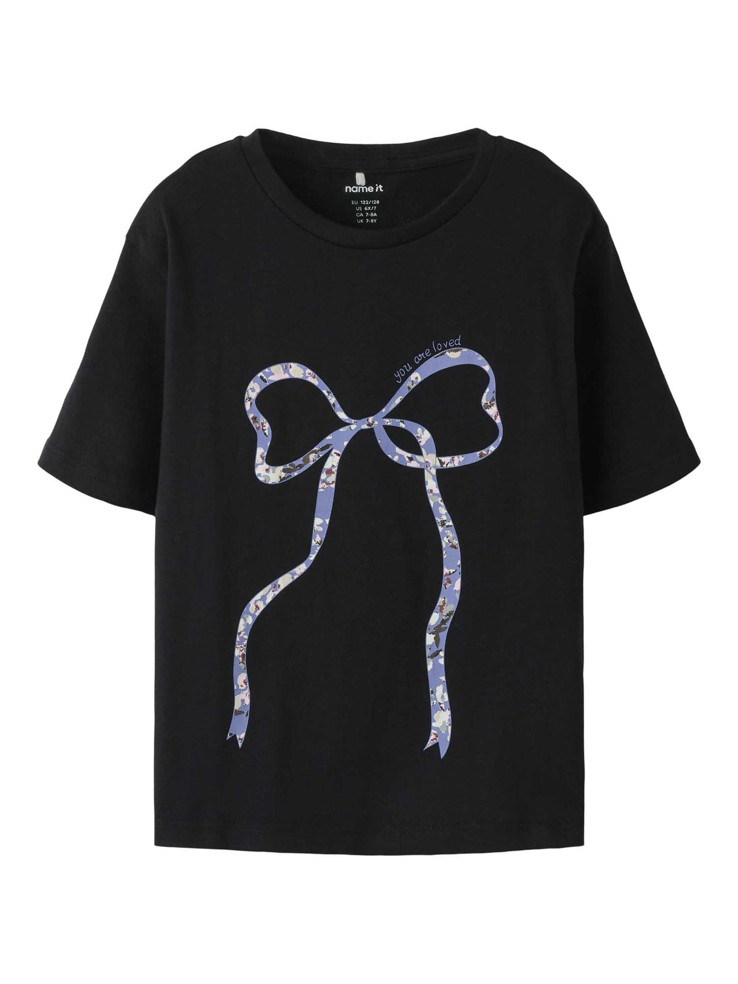 T-shirt unisex bambino Name It con stampa fiocco floreale nera