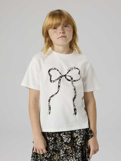 T-shirt unisex bambino Name It NkfTabea panna con stampa delicata