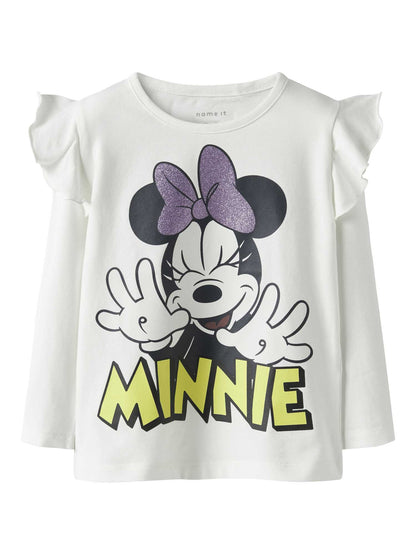T-shirt unisex bambino con stampa Minnie in colore crema