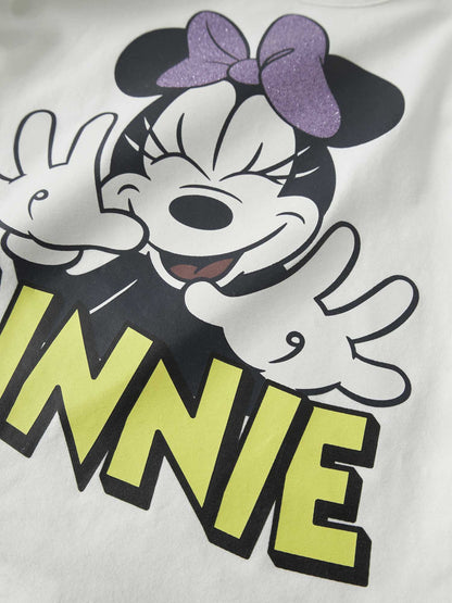 T-shirt unisex bambino con stampa Minnie in colore crema