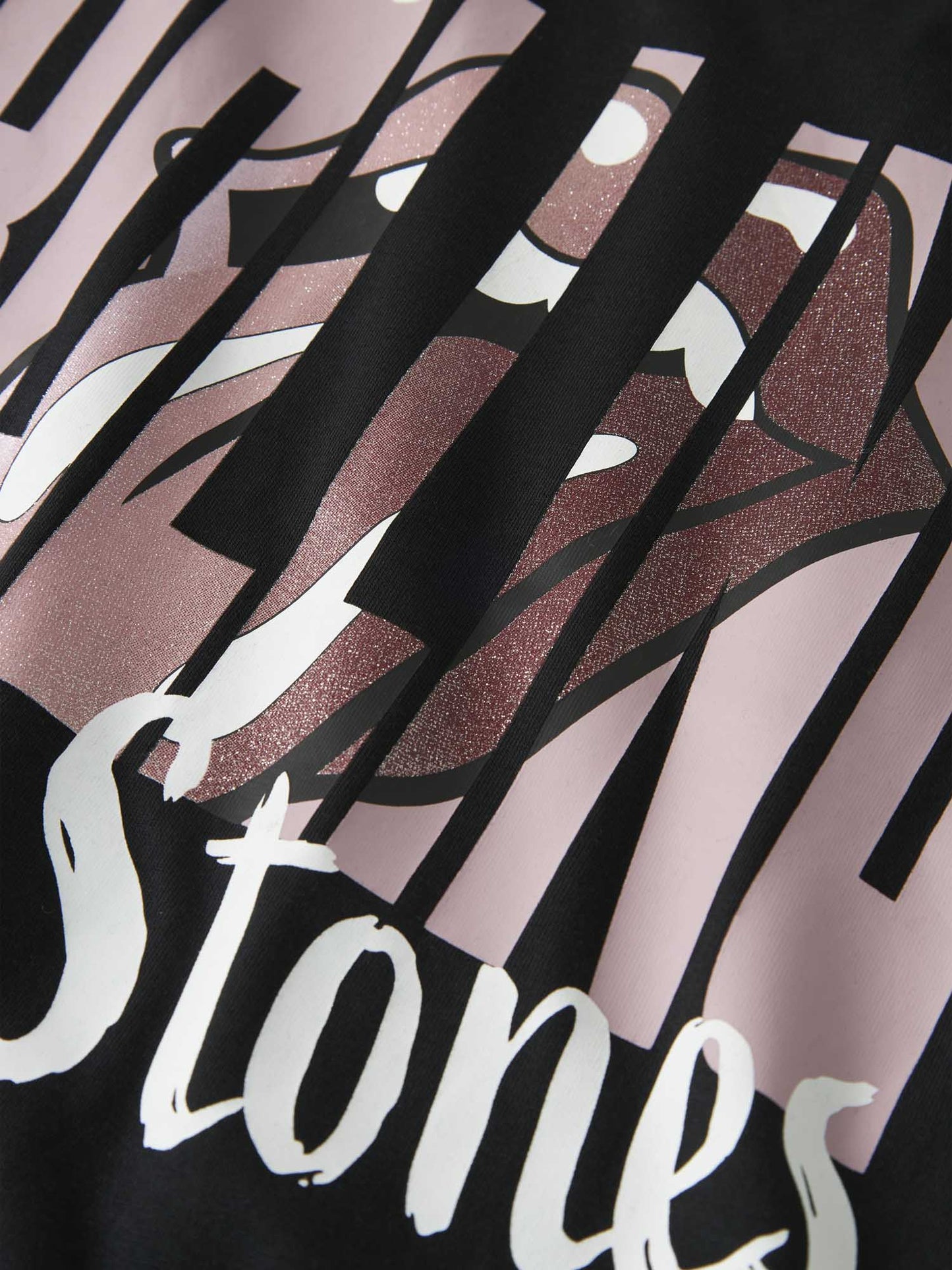 T-shirt nera unisex bambino con stampa Rolling Stones di Name It