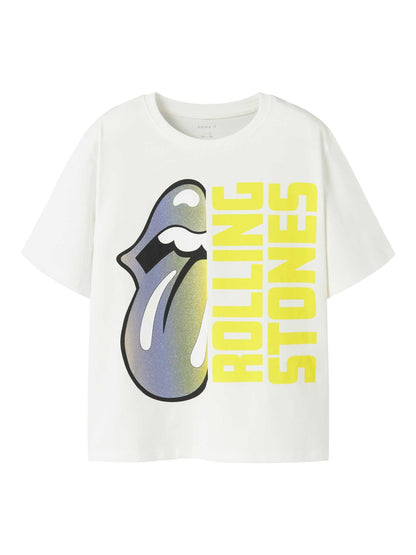 Name It T-shirt unisex bambino con stampa Rolling Stones panna