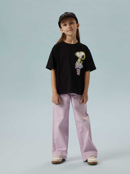 T-shirt unisex bambino Name It nera con stampa Snoopy giocosa