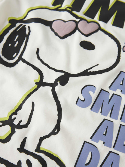 T-shirt unisex bambino Name It panna con stampa Snoopy