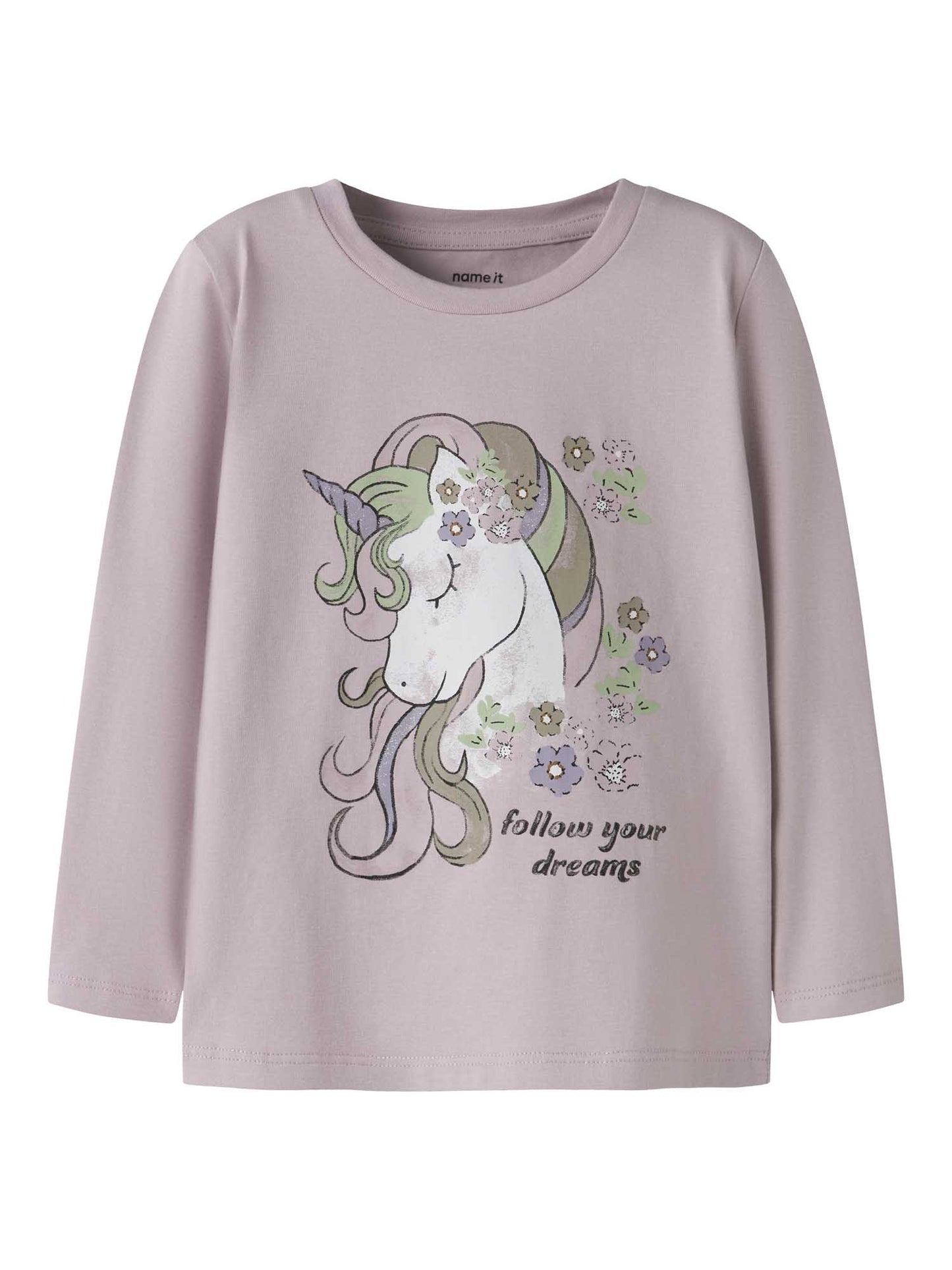 T-shirt maniche corte unisex bambino Name It Tulinea rosa con stampa