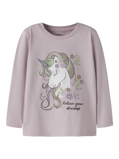 T-shirt maniche corte unisex bambino Name It Tulinea rosa con stampa