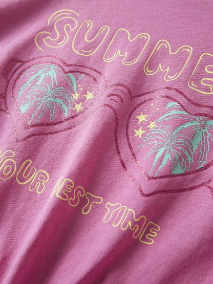 T-shirt fucsia unisex bambino Name It per la primavera-estate