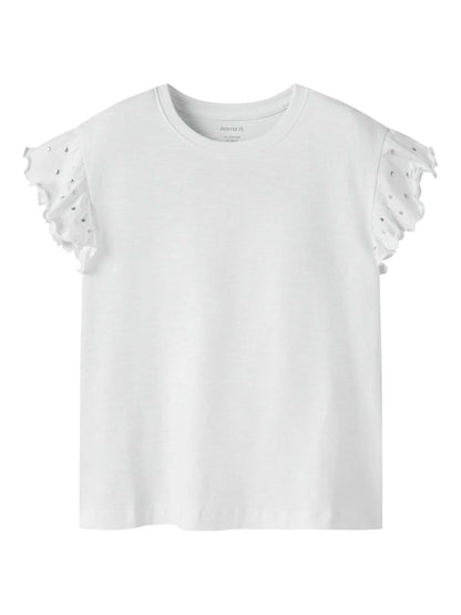 Name It T-shirt unisex da bambino modello Brigh in cotone bianco