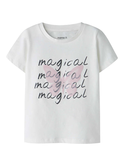 Name It G.Flova, t-shirt unisex bambino bianca