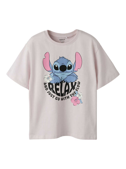 T-shirt rosa unisex bambino Name It, modello Afta Stitch