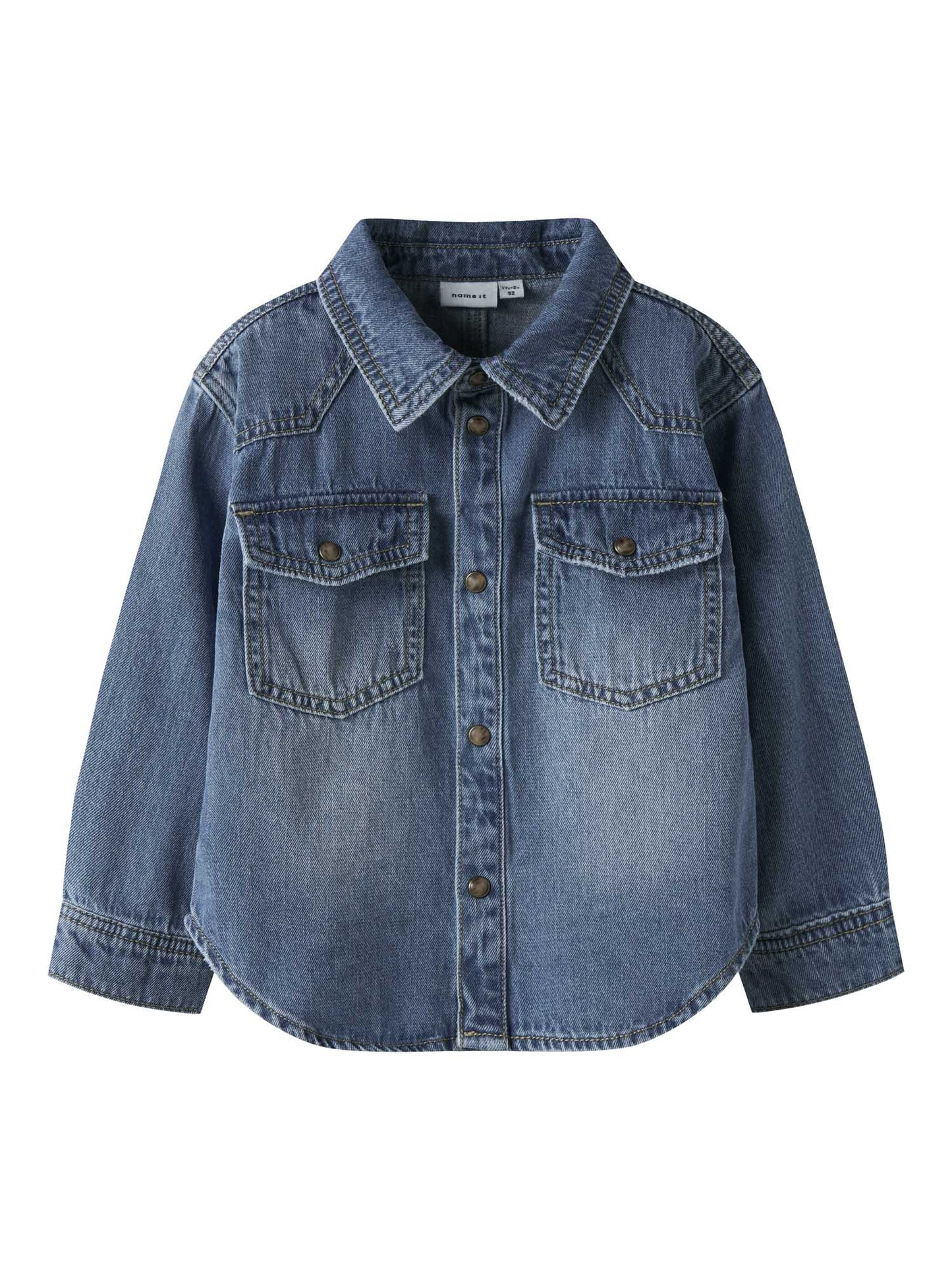 Camicia in denim medium blue per bambino unisex in cotone biologico