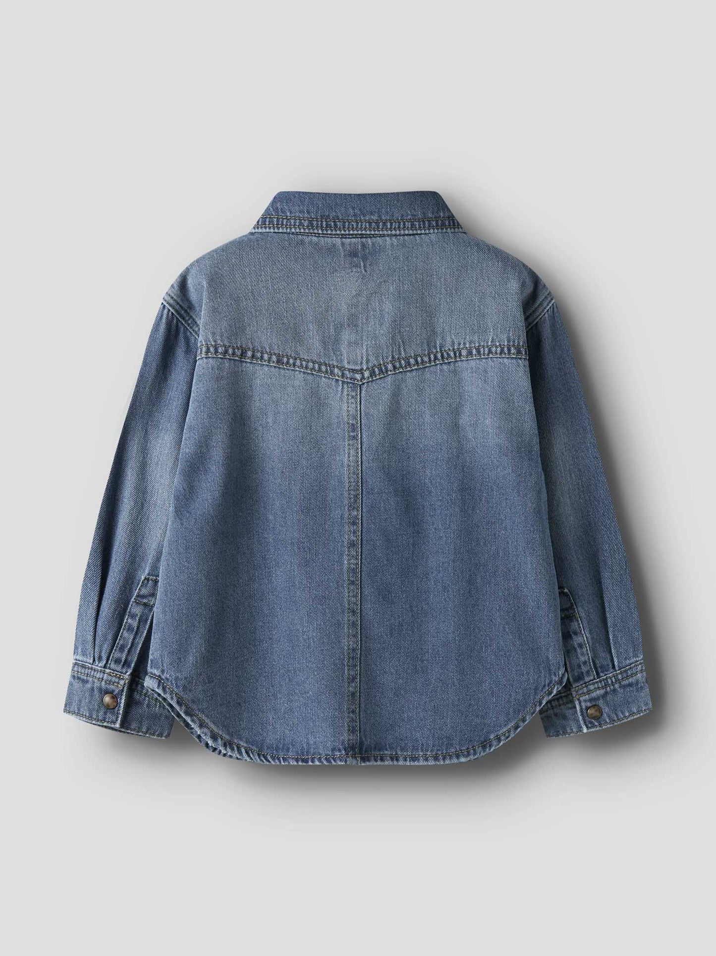 Camicia in denim medium blue per bambino unisex in cotone biologico